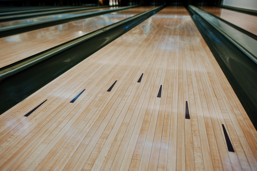 Bowling wooden floor with lane